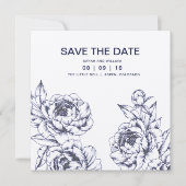 Navy Pioen Eenvoudig Bewaar de Datum Save The Date (Voorkant)
