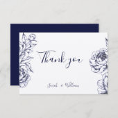 Navy Pioen Eenvoudig Dank u Kaart (Voorkant / Achterkant)