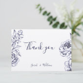 Navy Pioen Eenvoudig Dank u Kaart (Staand voorkant)