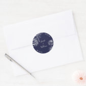 Navy Pioen Eenvoudige bruiloft Sticker (Envelop)