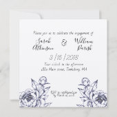 Navy Pioen Eenvoudige Verlovingsfeest Uitnodiging (Achterkant)