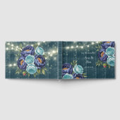 Navy pioen en turquoise Rozen Floral Wedding Gastenboek (Volledig)