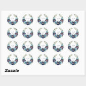 Navy pioen en turquoise Rozen Floral Wedding Ronde Sticker (Vel)