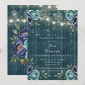 Navy pioenen en turquoise Roos vrijgezellenfeest Kaart (Voorkant / Achterkant)