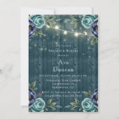 Navy pioenen & turquoise Roos brunch & bubbels Kaart (Voorkant)