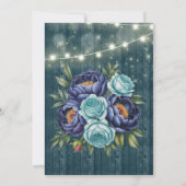 Navy pioenen & turquoise Roos brunch & bubbels Kaart (Achterkant)