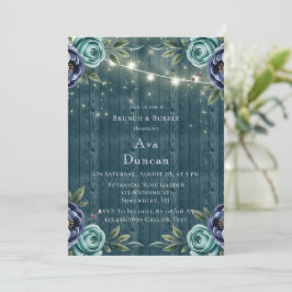 Navy pioenen & turquoise Roos brunch & bubbels Kaart