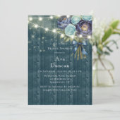 Navy Pioenen & Turquoise Roos Vrijgezellenfeest Kaart (Staand voorkant)