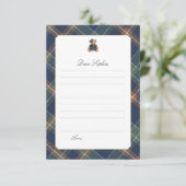 Navy Plaid Teddy Bear Girl Time Capsule Card Kaart (Staand voorkant)