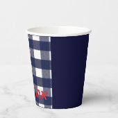 Navy plaid upsherin cup papieren bekers (Links)
