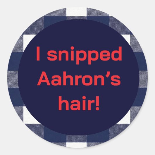 Navy plaid upsherin sticker (Voorkant)