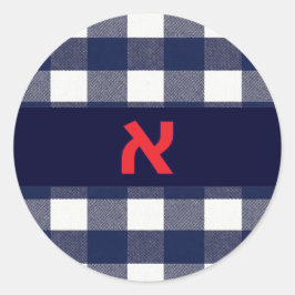 Navy plaid upsherin sticker