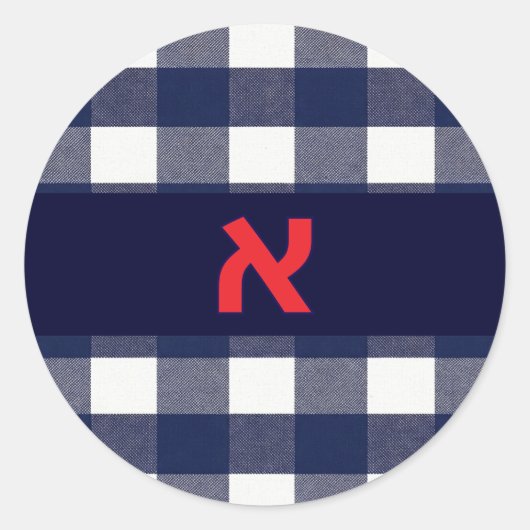 Navy plaid upsherin sticker (Voorkant)