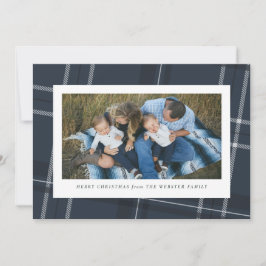Navy plaid vakantie fotokaart feestdagenkaart