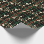 Navy Plaid Wildflower Bloemen Kerstmis Cadeaupapier (Hoek)