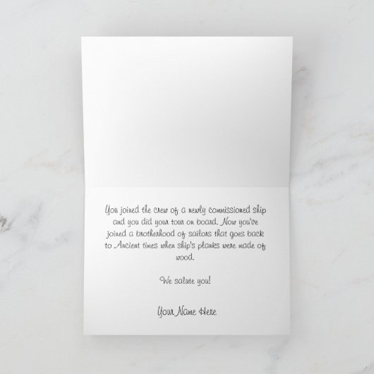 Navy Plank - eigenaar gefeliciteerd Kaart (Binnen)