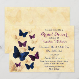Navy Plum Butterflies Rustic brida dounodigt uit Kaart