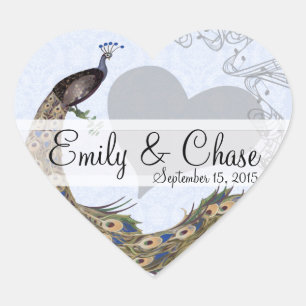 Navy Plum Peacock Feathers Bruiloft Sticker