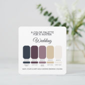 Navy Plum Soft Gold Winter Wedding Palette Card Kaart (Staand voorkant)