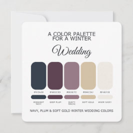 Navy Plum Soft Gold Winter Wedding Palette Card Kaart