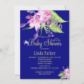 Navy Plum zomer bloemenpruim waterverf baby shower Kaart (Voorkant)