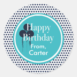 Navy Polka Dot Custom Verjaardagscadeau Stickers