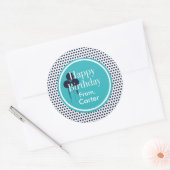 Navy Polka Dot Custom Verjaardagscadeau Stickers (Envelop)