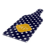 Navy Polka Dot Goldenrod Quatrefoil 3 Monogram Snijplank (Hoek)