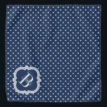 Navy Polka Dot met White Monogram Bandana<br><div class="desc">Kute en fel monogram bandana ontwerp! Polka stip gepatterd met elegant monogram motief. Een geweldige accessoire voor je huisdier! Wil je een andere kleur? Klik op de personaliseer knoop en klik voor verdere aanpassing om de achtergrondkleur te veranderen.</div>