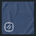 Navy Polka Dot met White Monogram Bandana<br><div class="desc">Kute en fel monogram bandana ontwerp! Polka stip gepatterd met elegant monogram motief. Een geweldige accessoire voor je huisdier! Wil je een andere kleur? Klik op de personaliseer knoop en klik voor verdere aanpassing om de achtergrondkleur te veranderen.</div>