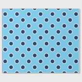 Navy Polka Dot Pattern on Light Blue Gift Wrap Cadeaupapier (Vlak)
