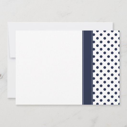 Navy Polka Dot Red Daisy Wedding Invitation Kaart (Achterkant)