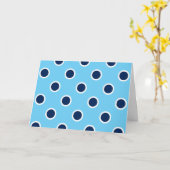 Navy Polka Dots on Light Blue Birthday Card Kaart (Gele Bloem)