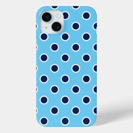 Navy Polka Dots op Bright Blue Case-Mate iPhone Case (Achterkant)
