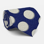 Navy Polka Dots op white Leather print Stropdas (Opgerold)