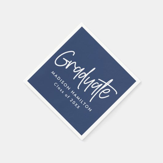 Navy | Preppy Script-Afstuderen Servet (Hoek)