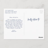 Navy | Preppy Script Photo Afstuderen Hartelijk da Briefkaart (Achterkant)