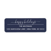 Navy Prettige feestdagen Return Address Etiket (Voorkant)