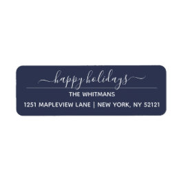 Navy Prettige feestdagen Return Address Etiket