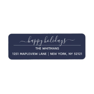 Navy Prettige feestdagen Return Address Etiket
