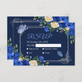 Navy Princess jurken Mis Quince RSVP kaart (Voorkant / Achterkant)