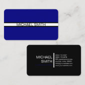 Navy Professional White Black Elegant Modern Visitekaartje (Voorkant / Achterkant)