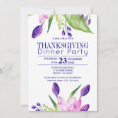 Navy pruim stijlvolle elegante bloemen Thanksgivin Kaart (Voorkant)