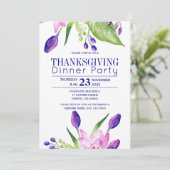 Navy pruim stijlvolle elegante bloemen Thanksgivin Kaart (Staand voorkant)