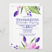 Navy pruim stijlvolle elegante bloemen Thanksgivin Kaart (Voorkant / Achterkant)