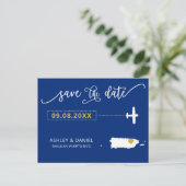 Navy Puerto Rico Wedding Save the Date Map Briefkaart (Staand voorkant)