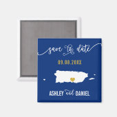 Navy Puerto Rico Wedding Save the Date Map Magneet (Voorkant / Achterkant)