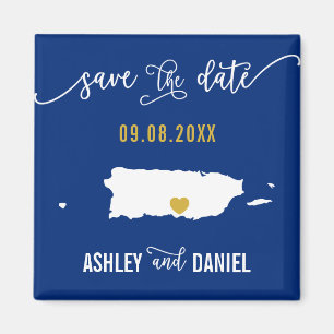 Navy Puerto Rico Wedding Save the Date Map Magneet