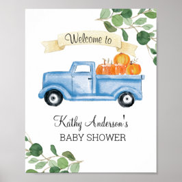 Navy Pumpkin Truck Baby shower Welkomstteken Poster