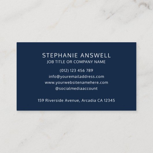 Navy QR Code Minimal Logo Professional Visitekaartje (Achterkant)